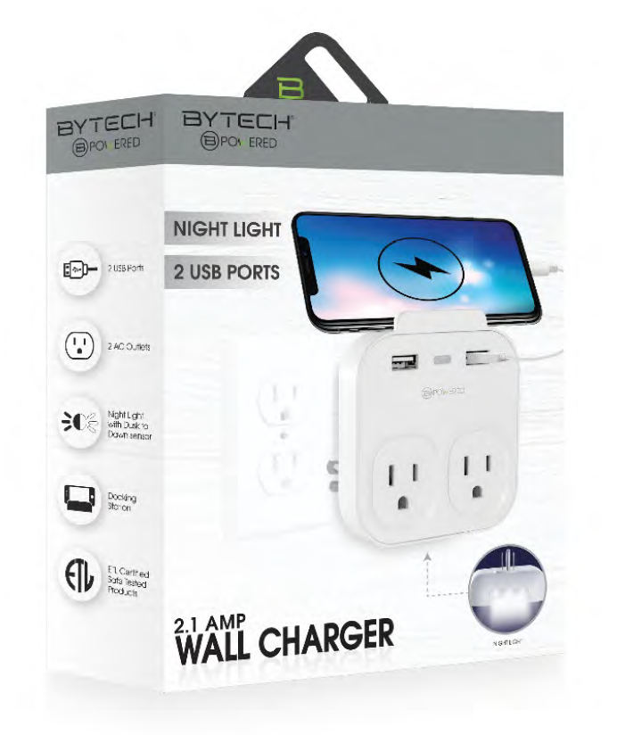 BPowered Wall Charger with Night Light